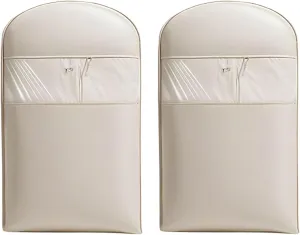 2 Pack Space Saving Hanging Garment Bag with SelfCompression Zipper, Down Coat Storage Bag Hanging Space Saver Closet Organizer, for Closet Storage