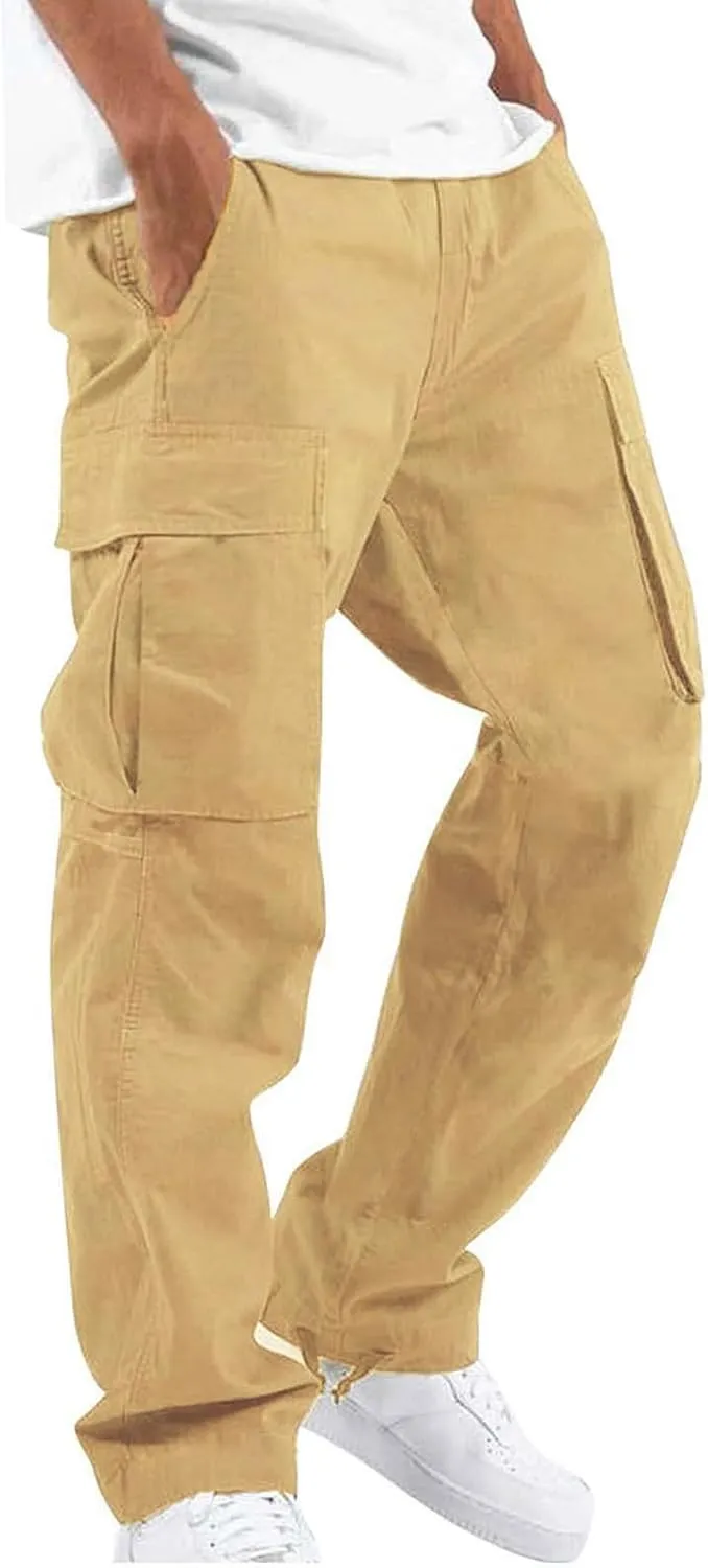 2023 Men's Casual Cargo Pants with Multi Pockets Stylish Plus Size Hiking Pants Workout Joggers Sweatpants Trousers for Men