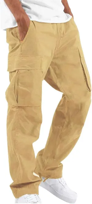 2023 Men's Casual Cargo Pants with Multi Pockets Stylish Plus Size Hiking Pants Workout Joggers Sweatpants Trousers for Men