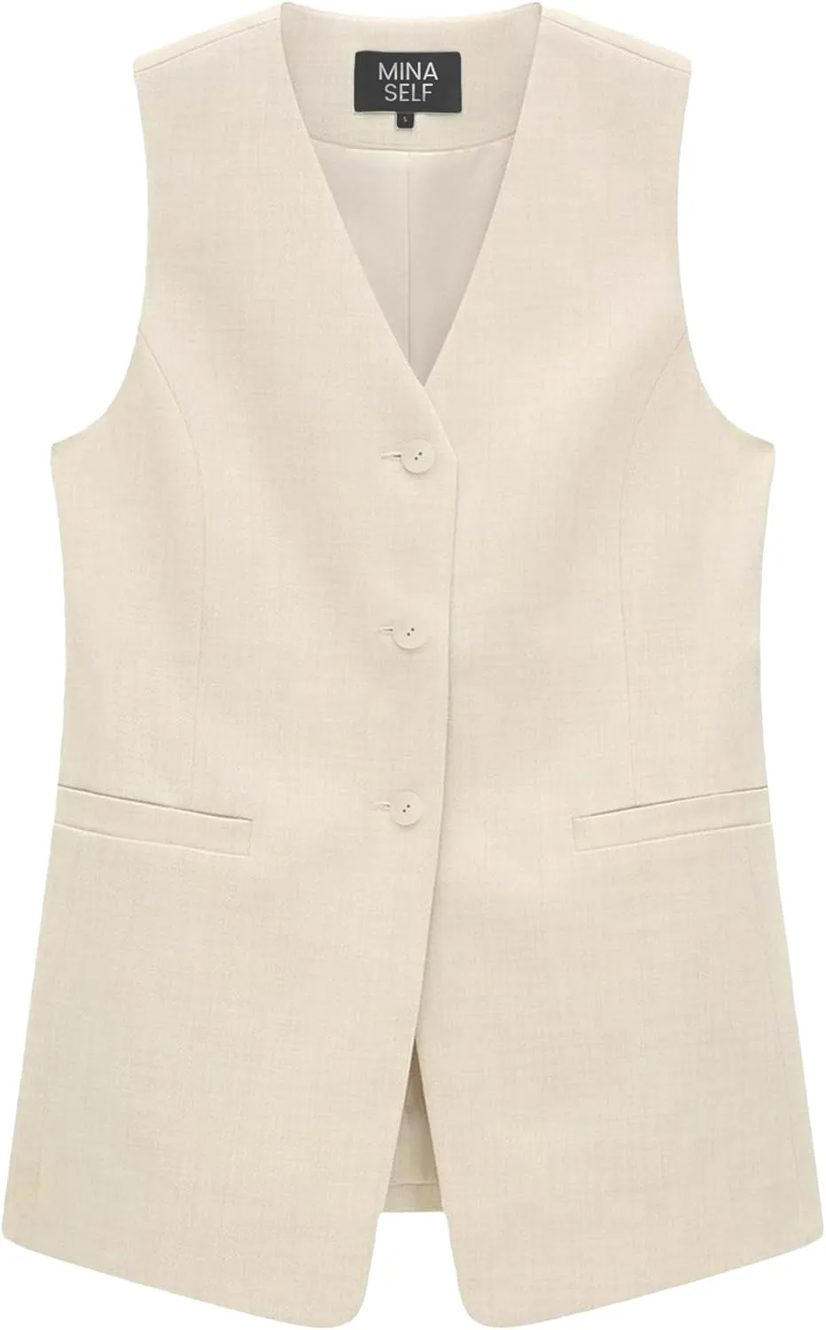 2025 Women's Summer Linen Vest Blazer Long Y2K Lightweight Fully-Lined V-Neck Fashion Casual Jackets Tops Pockets