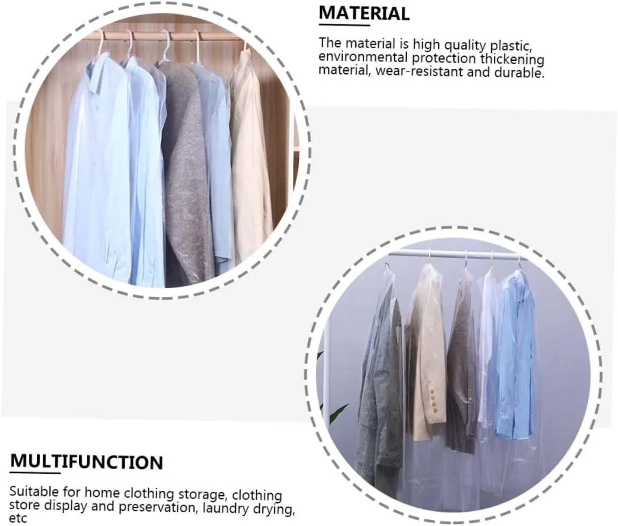 2sets Closet Dust Covers for Boys and Girls 's Clothes Dry Cleaner Bags Dry Cleaning Tote Garment Bags for Storage Cleaning Supplies 30pcs*2