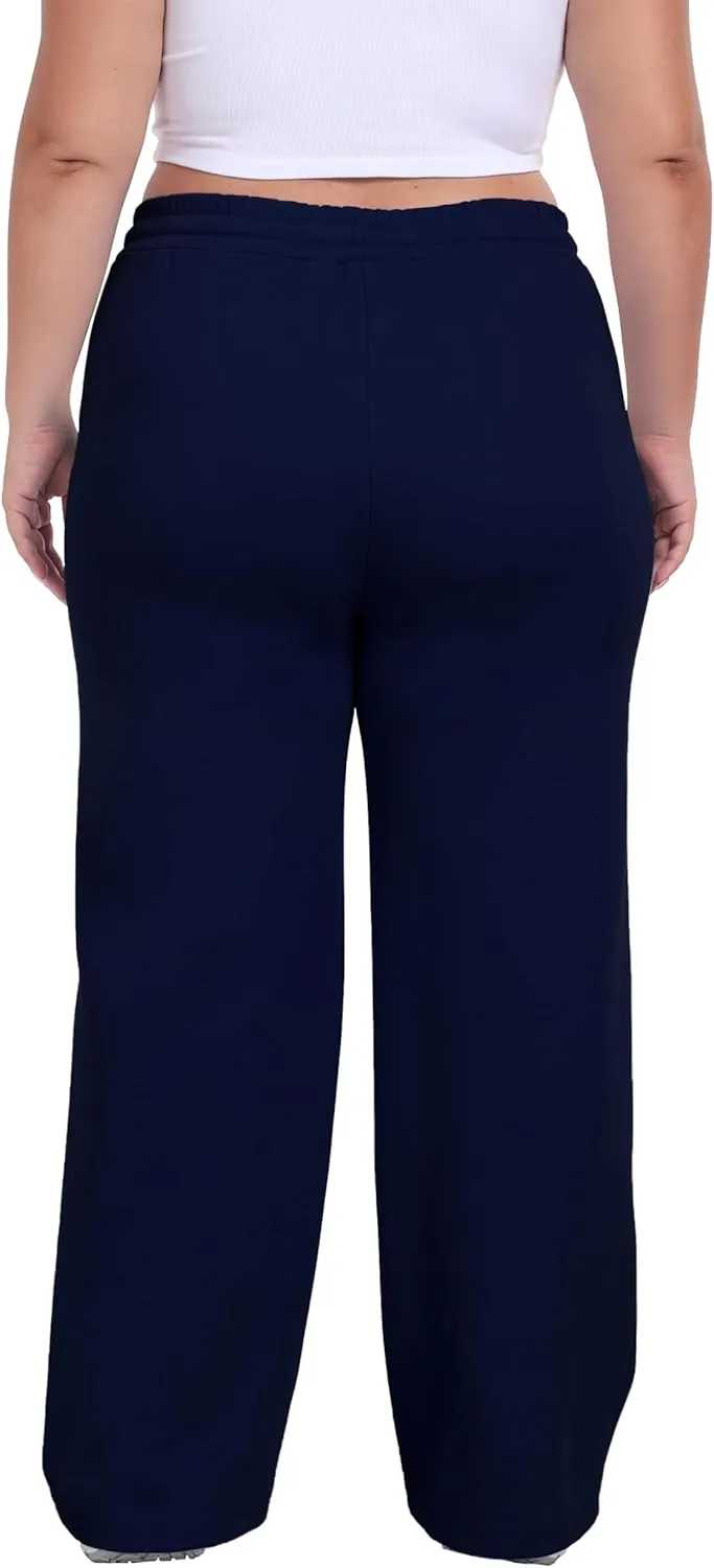 A-Wintage Women's Plus Size Wide Leg Sweatpants Elastic Waist Baggy Drawstring Lounge Pants with Pockets