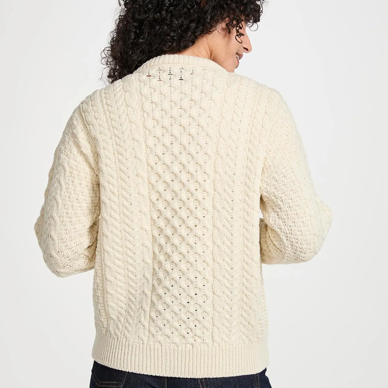 Achill Women's Irish Cable Knit Aran Cardigan, 100% Merino Wool, Made in Ireland
