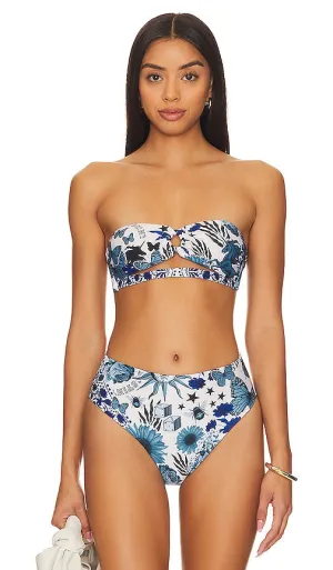 Agua Bendita Darya Embellished Bandeau Top in Blue