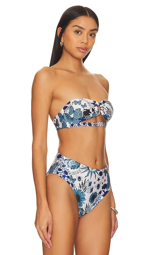 Agua Bendita Darya Embellished Bandeau Top in Blue
