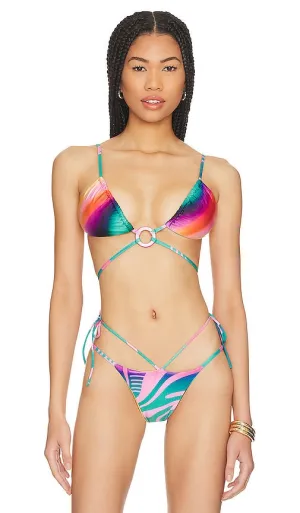 Agua Bendita Lake Reversible Bikini Top in Teal