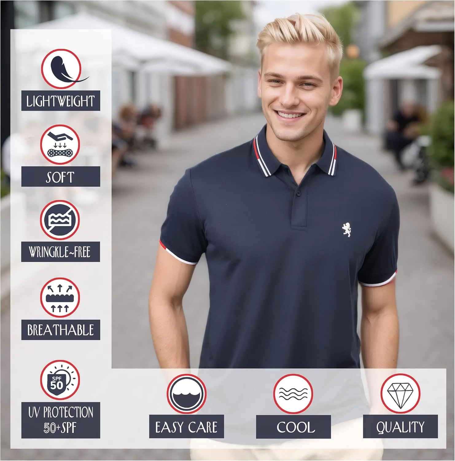 Albert Morris Mens Striped Short Sleeve Polo Shirts 4 Pack