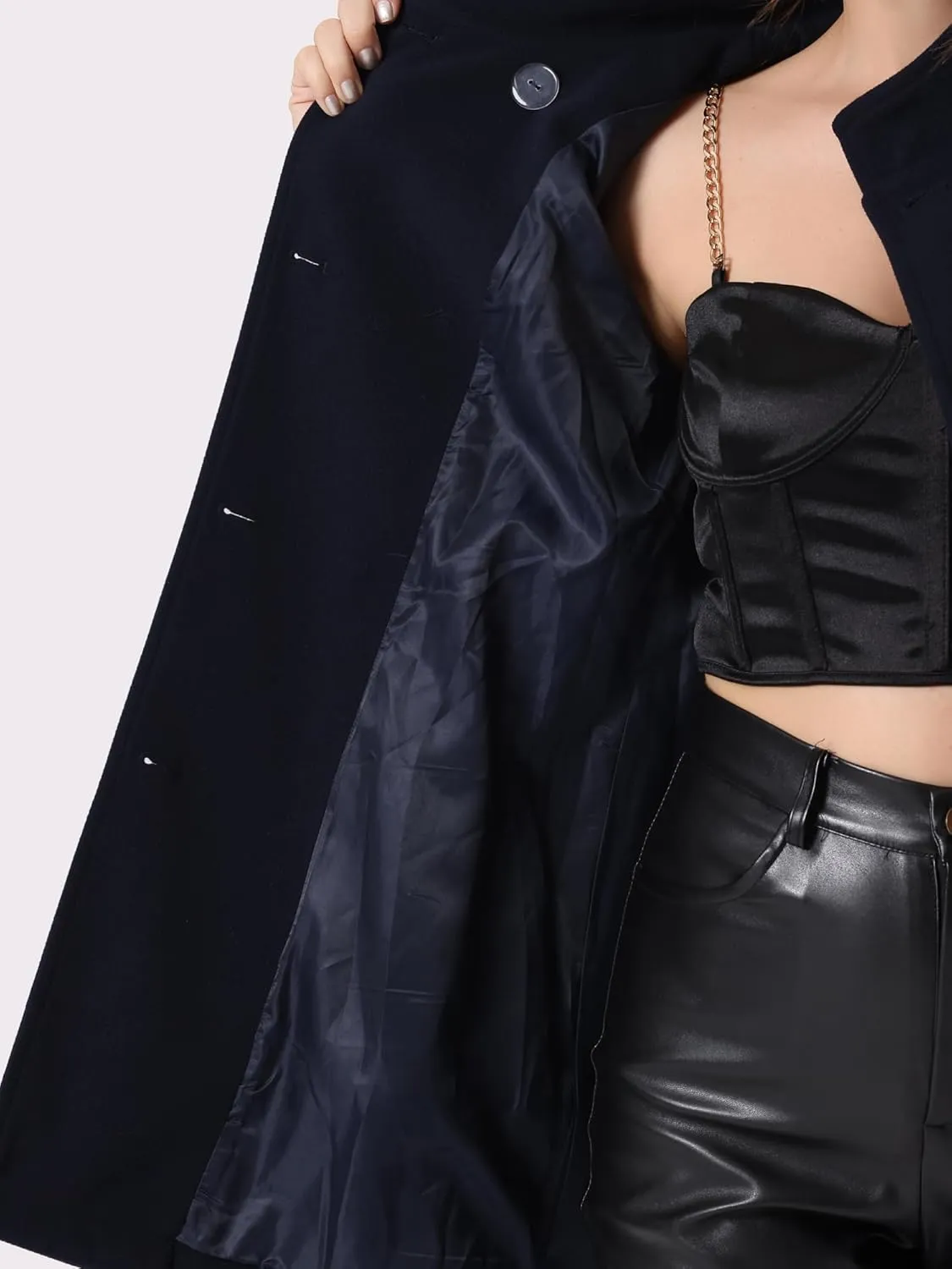 Allegra K Cape Coats for Women's Winter Slit Sleeve Double Breasted Cloak Coat