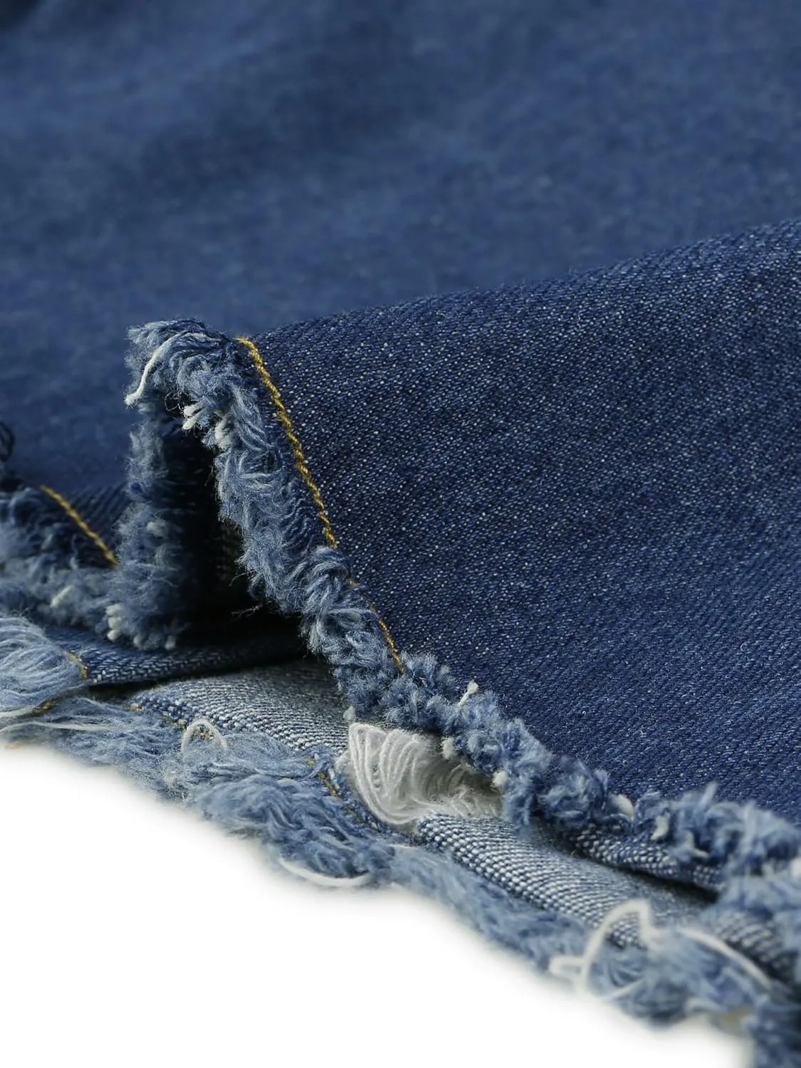 Allegra K Cropped Denim Jacket for Women's Short Sleeve Button Down Frayed Short Jeans Jackets