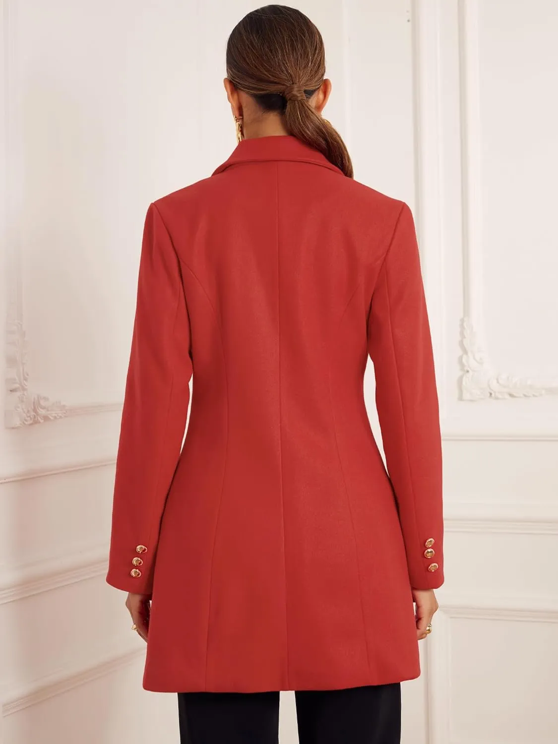 Allegra K Winter Peacoat for Women's Notch Lapel Trench Double Breasted Coats