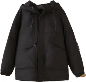 Alloaone Women Parka Winter Loose Label Hooded Outdoor Jacket Thicken Warm Cotton-Padded Coat