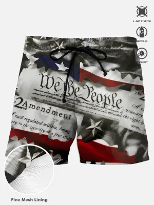 Alohadaddy Independence Day Men's Hawaiian Beach Shorts Quick-Dry Stretch Pocket Swim Trunk Big Tall