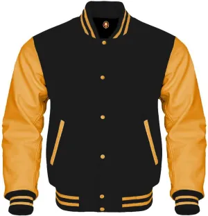 AMAZEE Cow leather Sleeves Genuine Wool Body Jacket Letterman Baseball Bomber Varsity Jackets