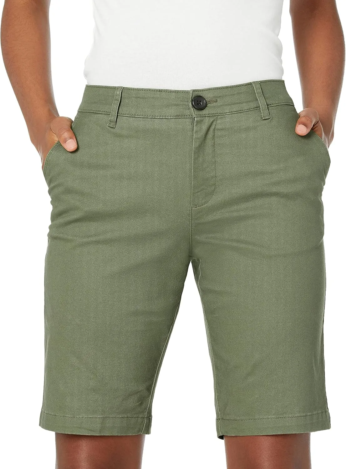 Amazon Essentials Women's Mid-Rise Slim-Fit 10" Inseam Bermuda Khaki Short