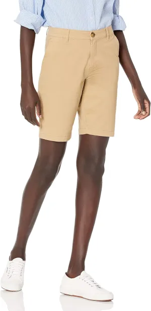 Amazon Essentials Women's Mid-Rise Slim-Fit 10" Inseam Bermuda Khaki Short