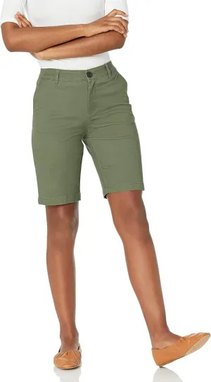 Amazon Essentials Women's Mid-Rise Slim-Fit 10" Inseam Bermuda Khaki Short