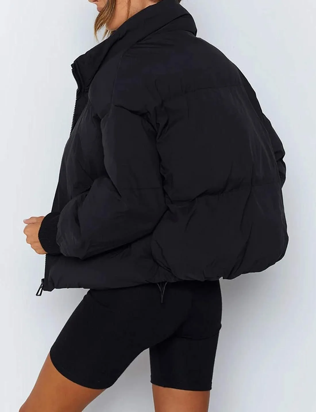 AMEBELLE Women Winter Thermal Baggy Stand Collar Full Zip Puffer Down Coats Jacket