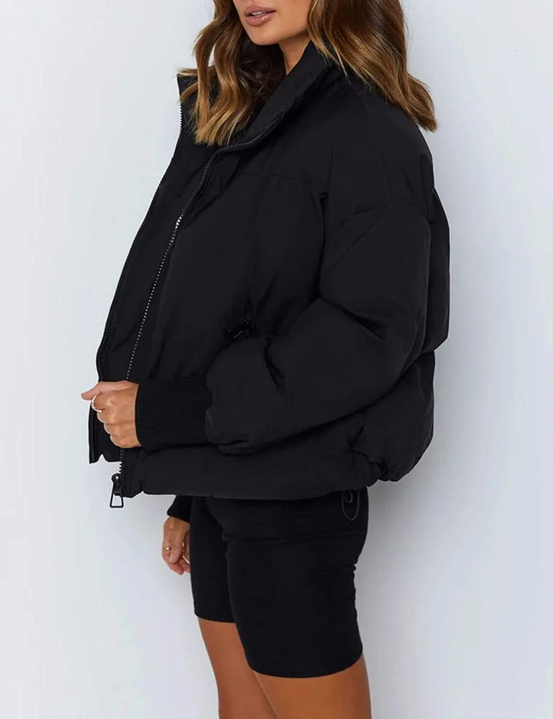 AMEBELLE Women Winter Thermal Baggy Stand Collar Full Zip Puffer Down Coats Jacket