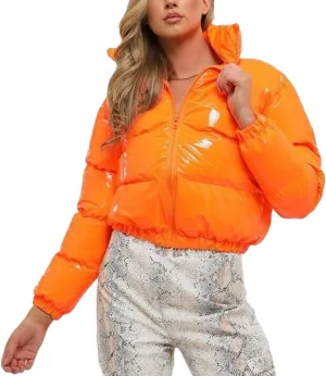AMEBELLE Women Winter Warm Stand Collar Slim Fit Cropped Puffer Down Jacket Coats