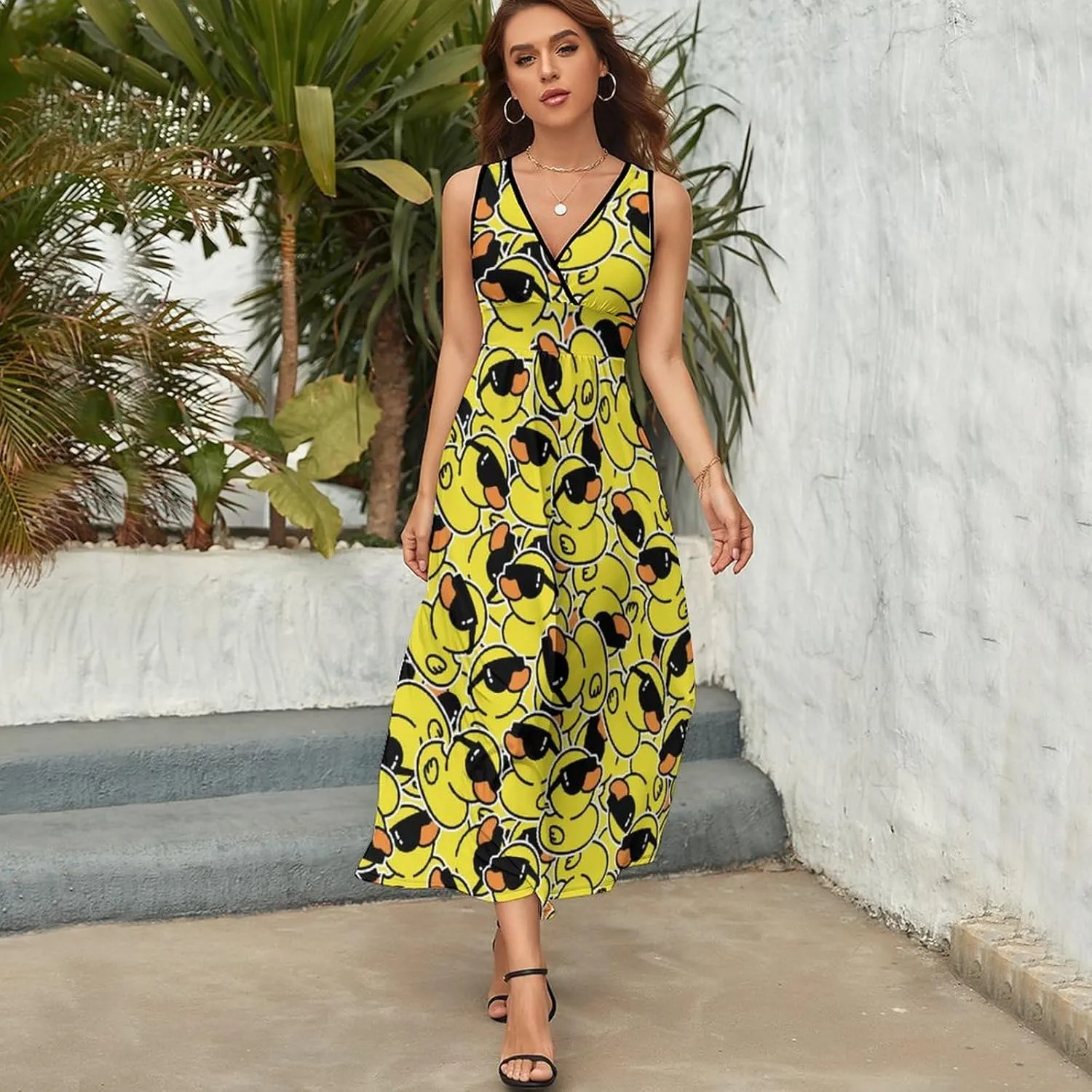 AMRANDOM Women Summer Casual Sleeveless Long Tank Vest Dresses S-3XL