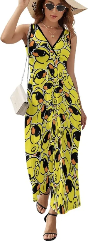 AMRANDOM Women Summer Casual Sleeveless Long Tank Vest Dresses S-3XL