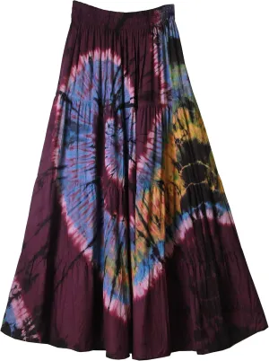 ATM Tie Dye Comfort Maxi Long Skirt Bohemian Elastic Waist Handmade Plus Size
