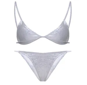 Ayala Silver glitter sparkling swimwear bikini thong