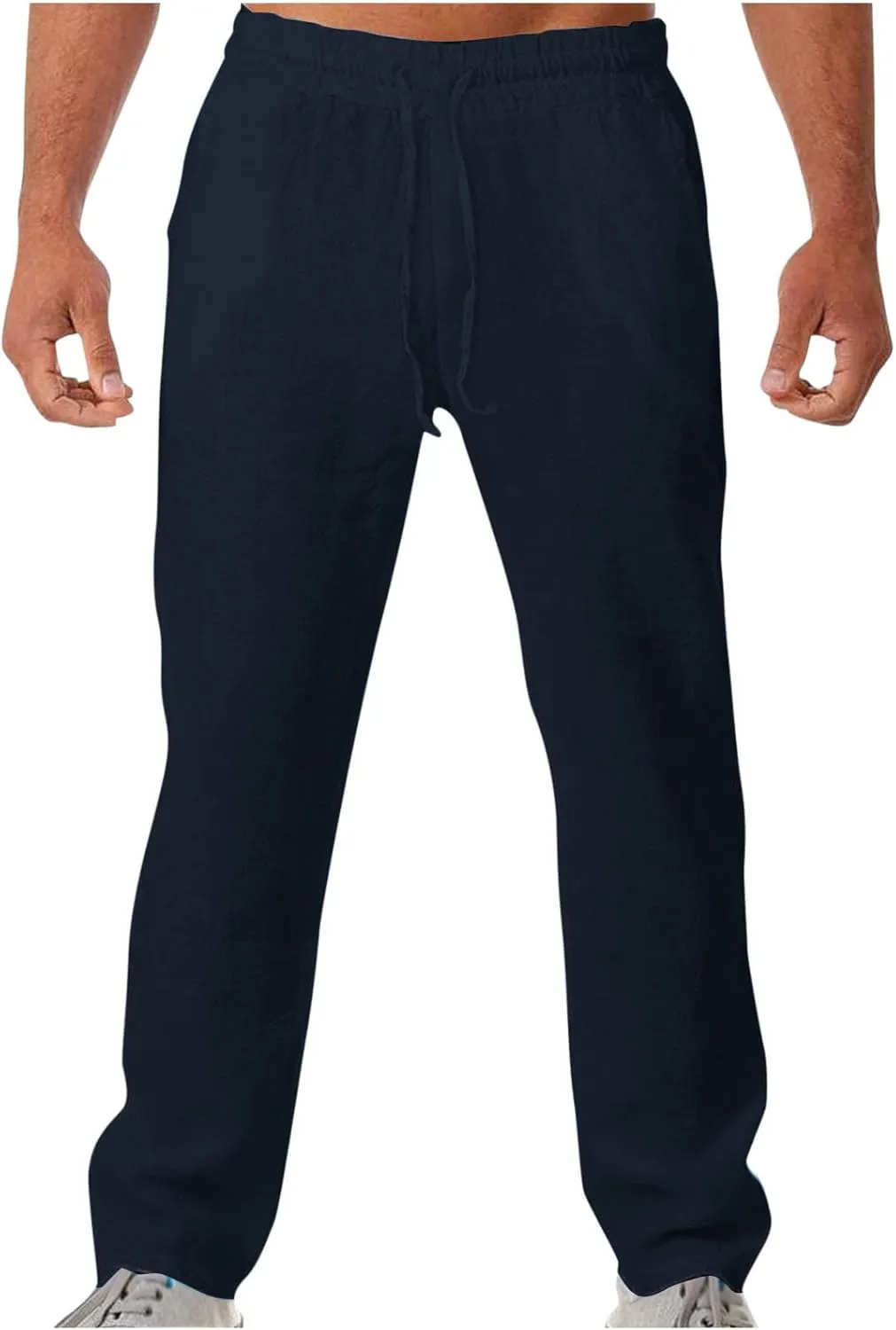 Aymnlox Mens Lightweight Casual Pants Drawstring Elastic Waist Joggers Pants Loose Baggy Straight Fit Hiking Long Sweatpants