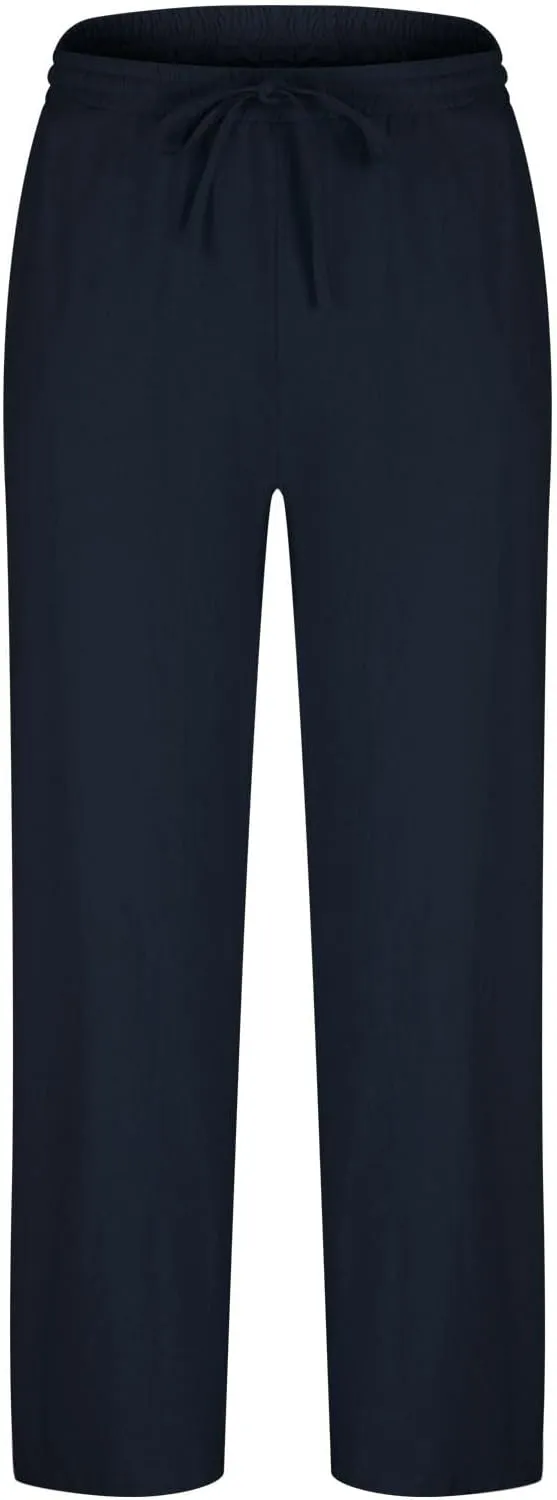 Aymnlox Mens Lightweight Casual Pants Drawstring Elastic Waist Joggers Pants Loose Baggy Straight Fit Hiking Long Sweatpants