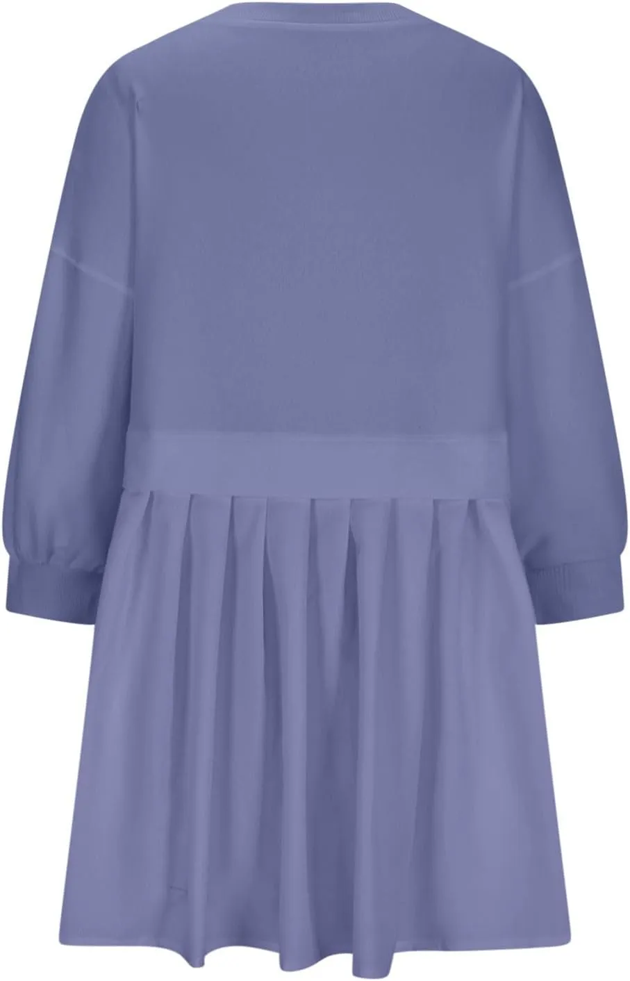 Babydoll Dresses Fall 2024 Long Sleeve Pleated A Line Swing Patchwork Lightweight Dress Crewneck Casual Mini Dresses