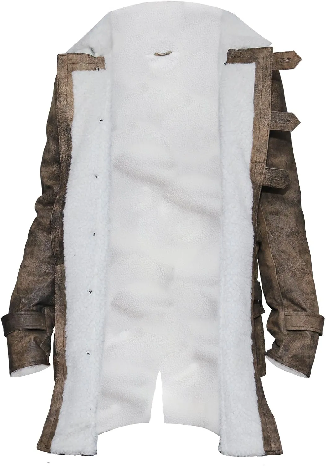 Bane Shearling Leather Trench Coat Mens - Real Cowhide Long Leather Jacket Fur Coats