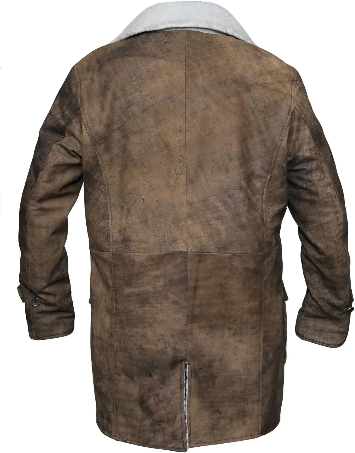 Bane Shearling Leather Trench Coat Mens - Real Cowhide Long Leather Jacket Fur Coats