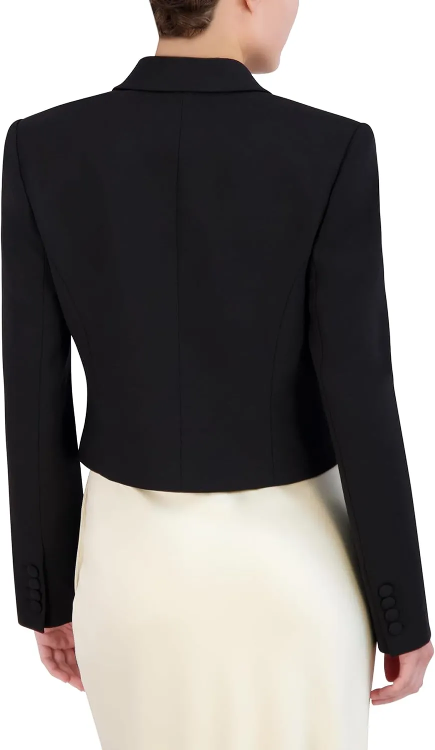 BCBGMAXAZRIA Women's Long Sleeve V Neck Cropped Blazer