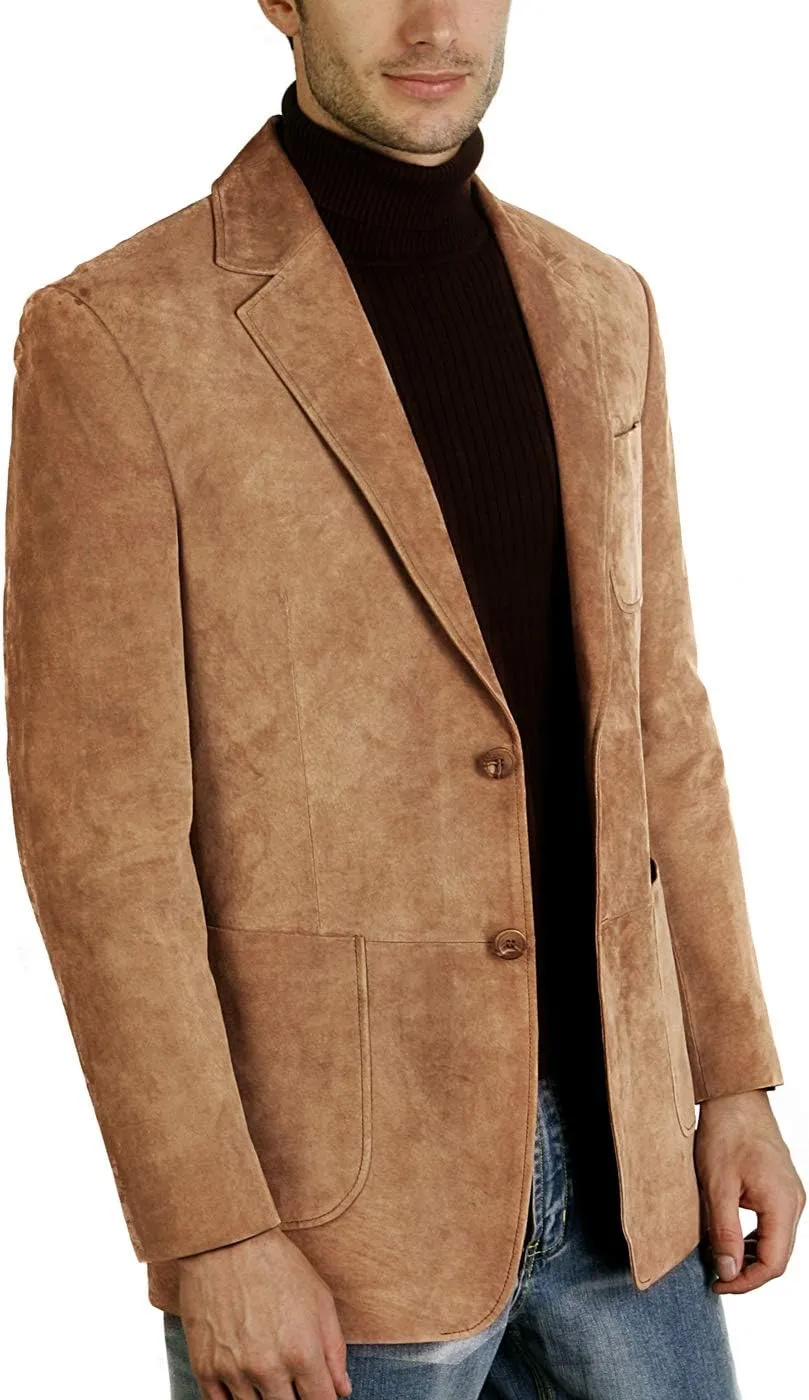 BGSD Men Steve 2-Button Suede Leather Blazer Sport Coat Jacket (Also available in Big and Tall and Short)