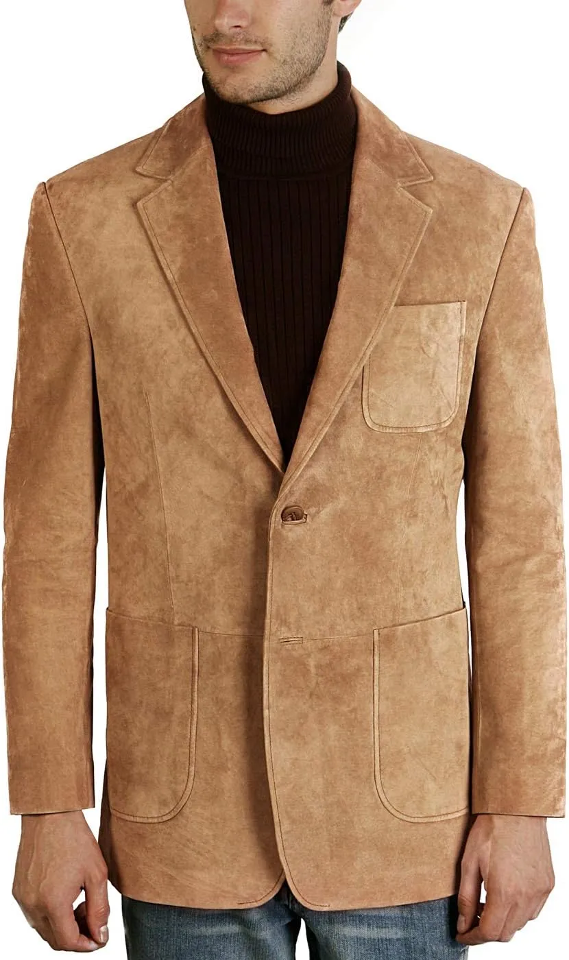 BGSD Men Steve 2-Button Suede Leather Blazer Sport Coat Jacket (Also available in Big and Tall and Short)