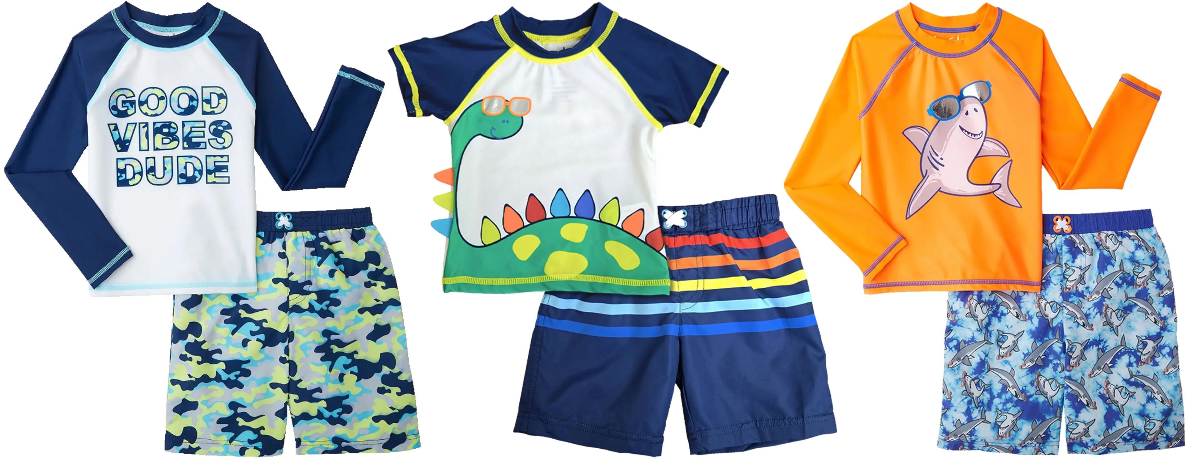 BI-SET - Wholesale Infant Boy's Printed Rash Guard & Swim Trunk Sets