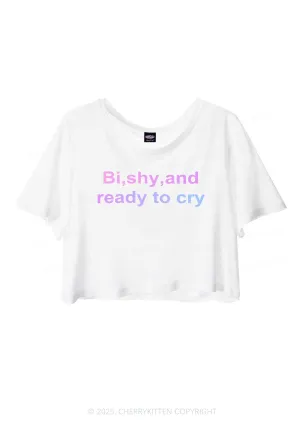 Bi Shy And Ready To Cry Pride Y2K Sheer Crop Tee Cherrykitten