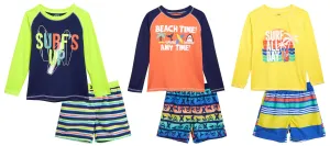 BI-SURF - Wholesale Infant Boy's Printed Long Sleeve Rash Guard & Swim Trunk Set