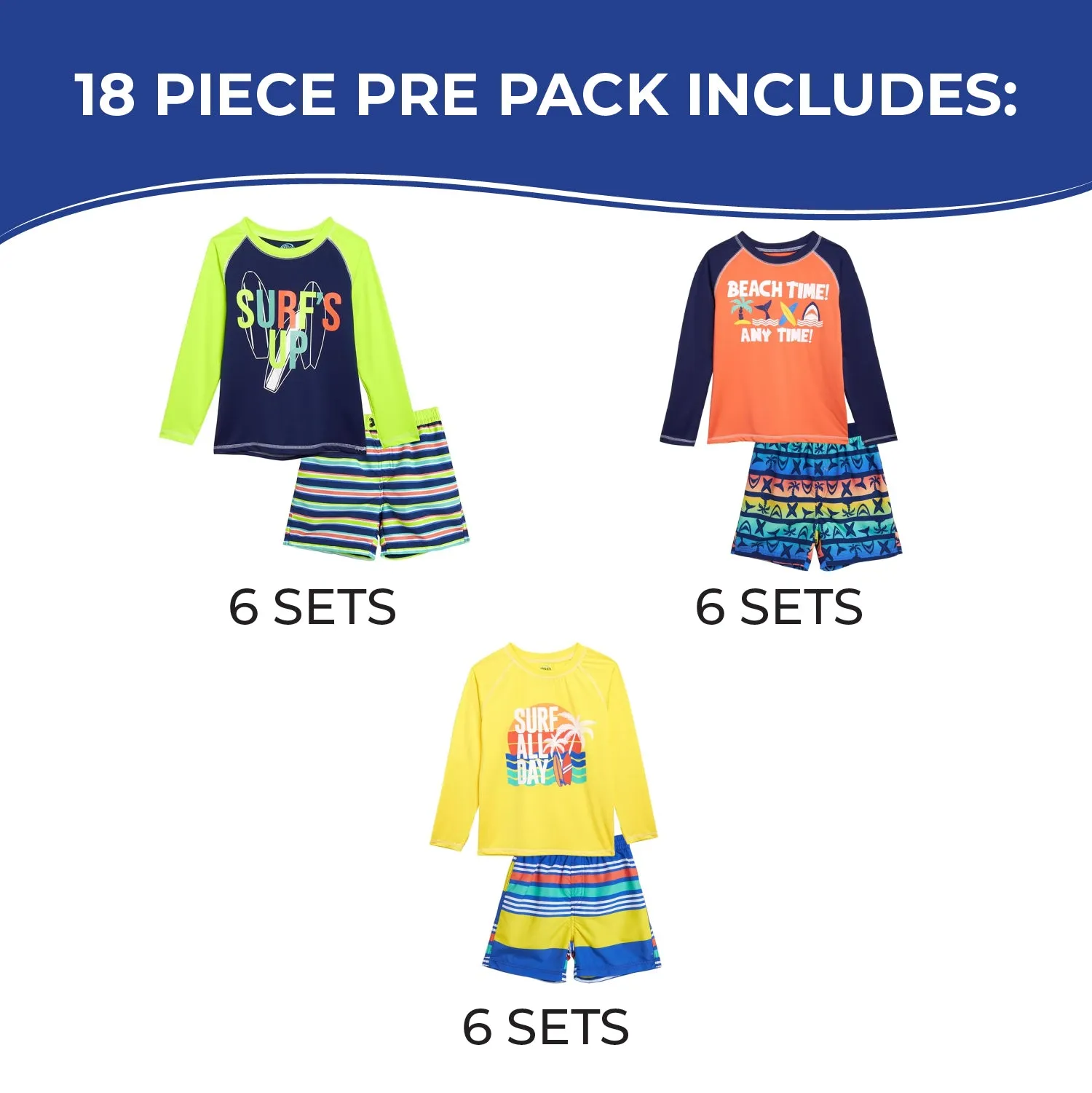 BI-SURF - Wholesale Infant Boy's Printed Long Sleeve Rash Guard & Swim Trunk Set