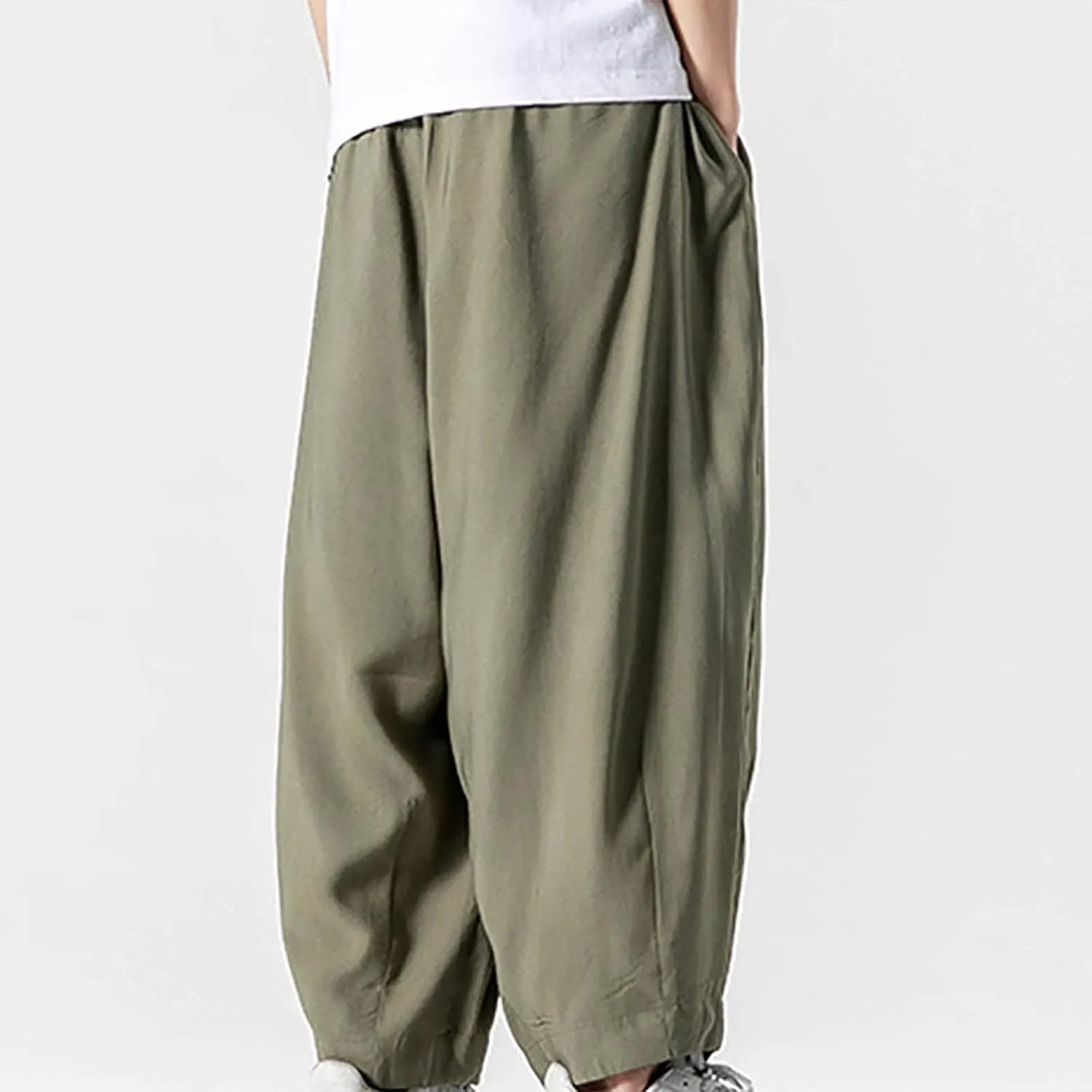 Big and Tall Casual Harem Pants for Men Wide Leg Loose Fit Drop Crotch Hippie Trousers Drawstrings Elastic Waist Sweatpants