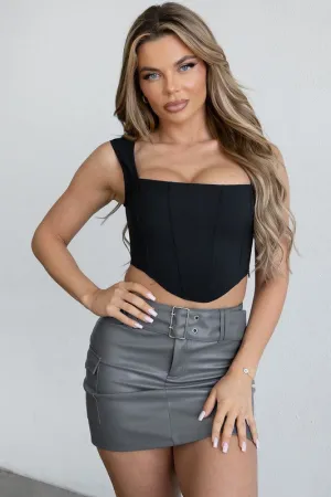 Black Bengalin Corset Top