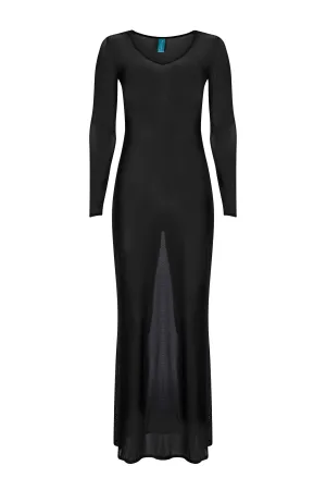Black - Scoop Neck Mesh Cover Up