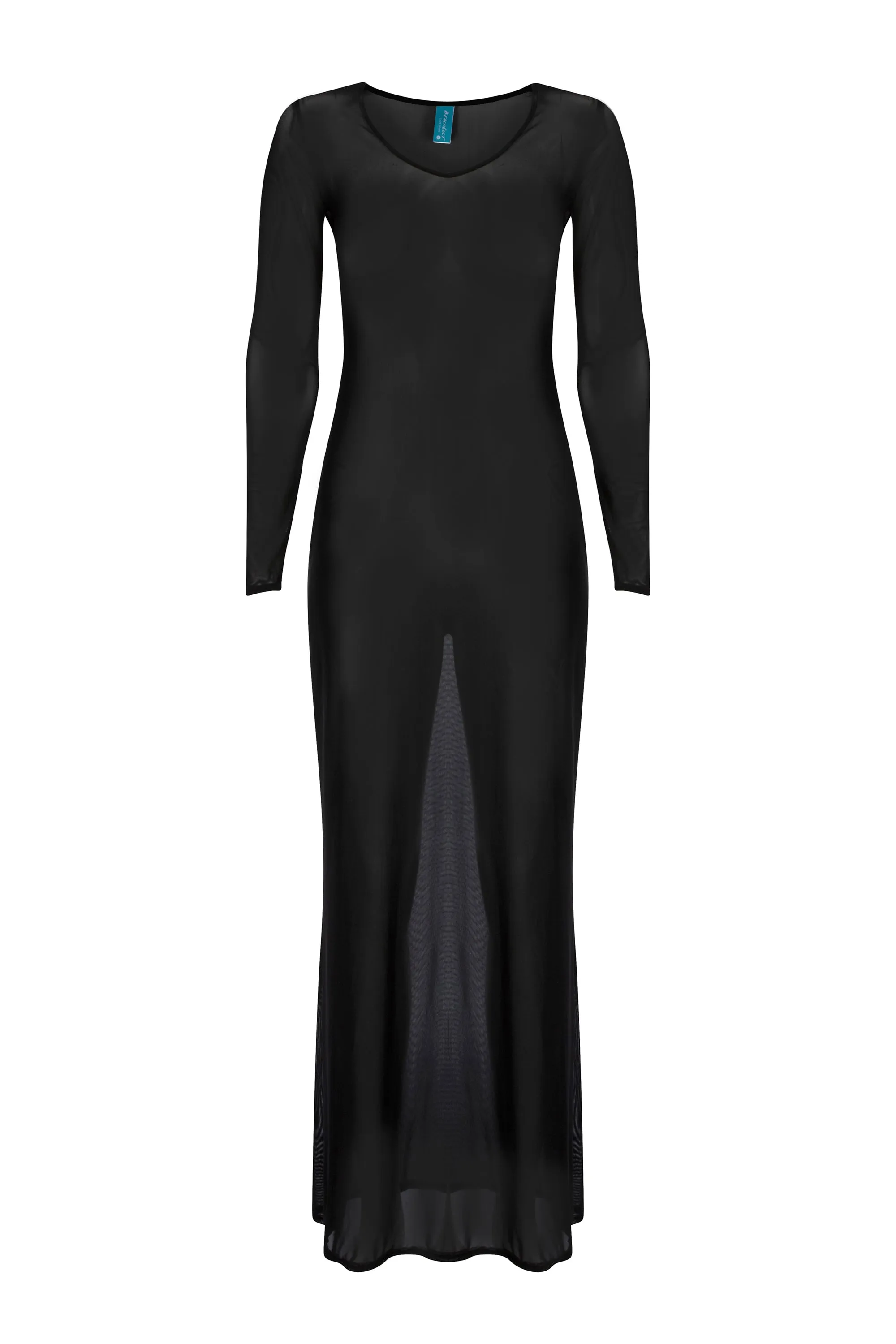 Black - Scoop Neck Mesh Cover Up