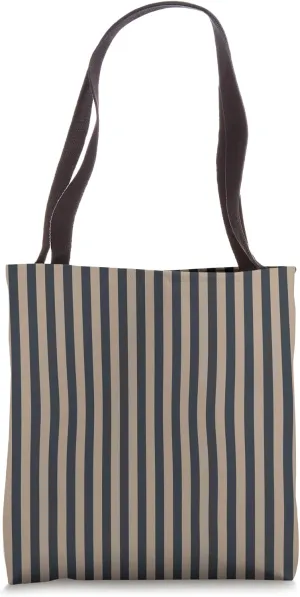 Black Tan Striped Girly vertical Lines Preppy Stripes Cute Tote Bag
