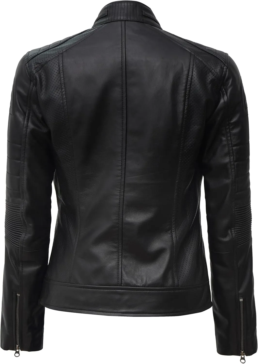 Blingsoul Cafe Racer Leather Jacket Womens - Real Lambskin Leather Jackets for Women