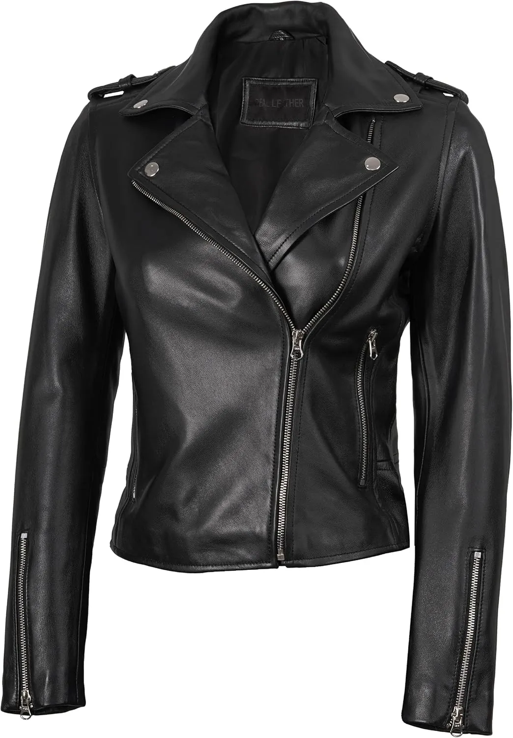 Blingsoul Disc Moto Leather Jacket Women | [1309683] Kirsten Black, M