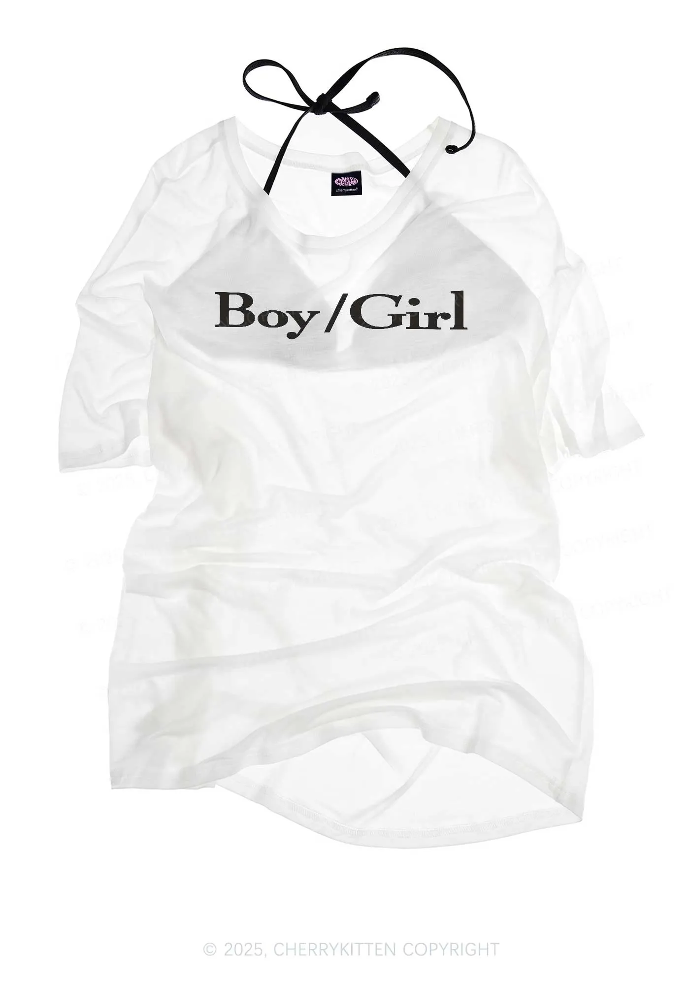 Boy Or Girl Pride Y2K Sheer Boyfriend Tee Cherrykitten