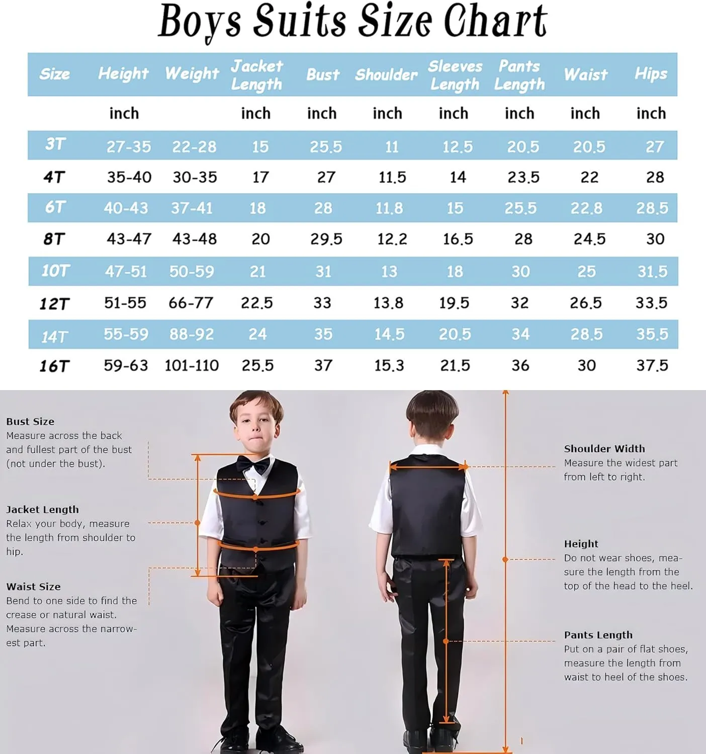 Boy's 3 Piece Slim Fit Suit Set Kid Blazer Jacket Vest Pants Tuxedo Set for Party, Wedding and Business