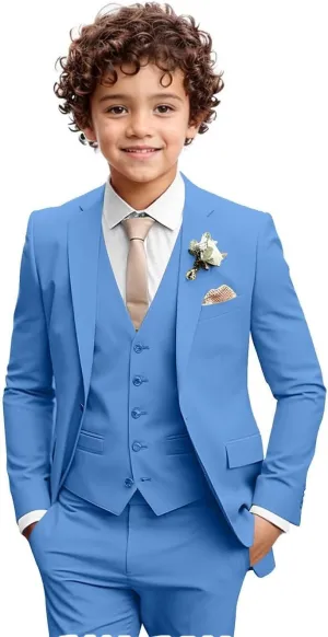 Boy's 3 Piece Slim Fit Suit Set Kid Blazer Jacket Vest Pants Tuxedo Set for Party, Wedding and Business
