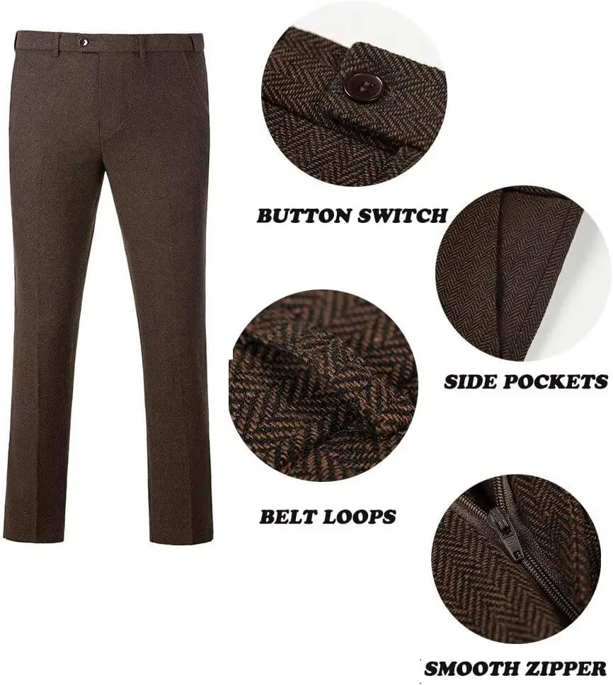Boys Tweed Suit 3 Piece Tuxedo Suit for Boys Two Button Suits Jackets Vest Pants Set for Kid